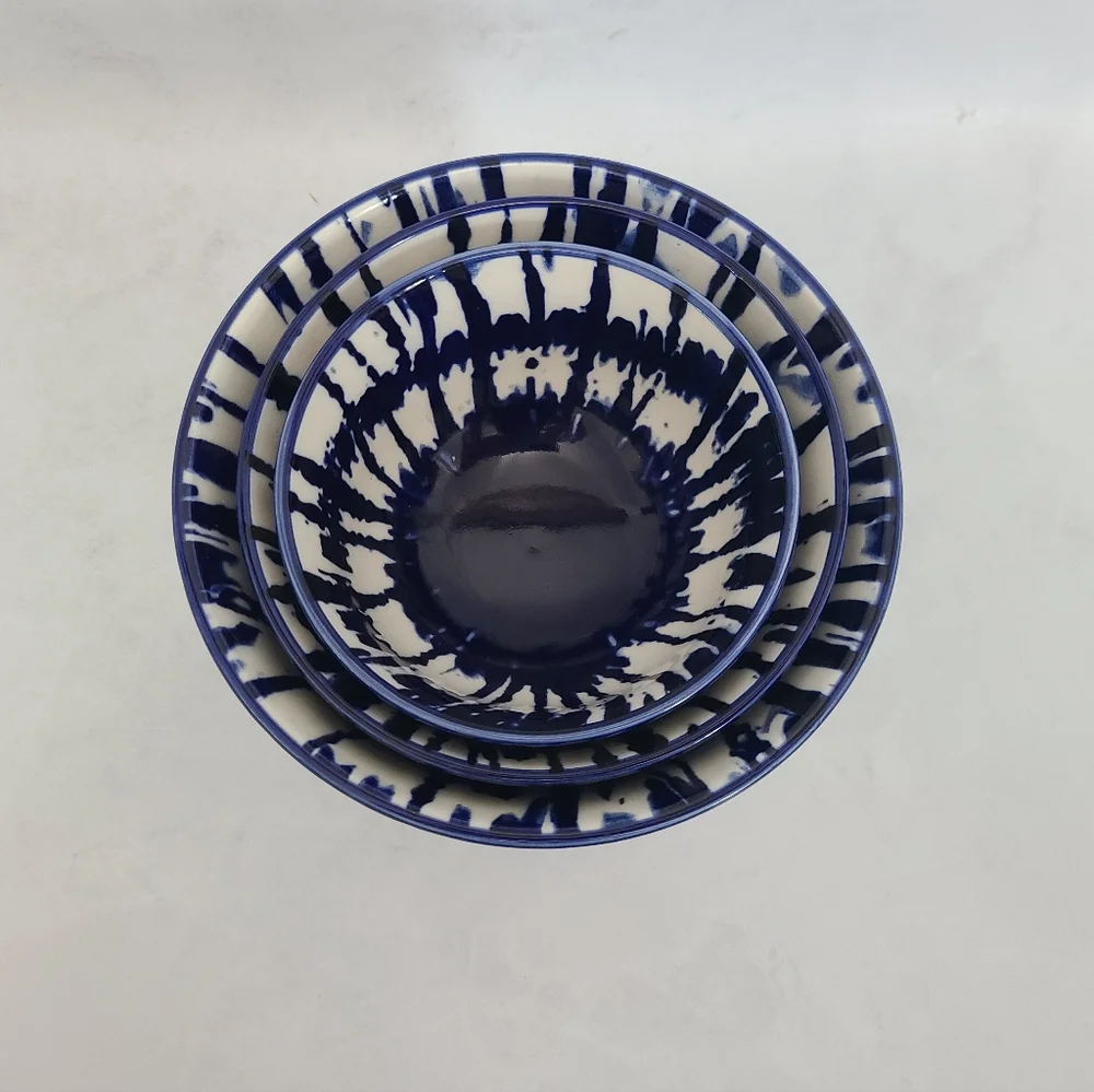 West Elm Indigo Tie-Dye Nesting Bowls (Set of 3)